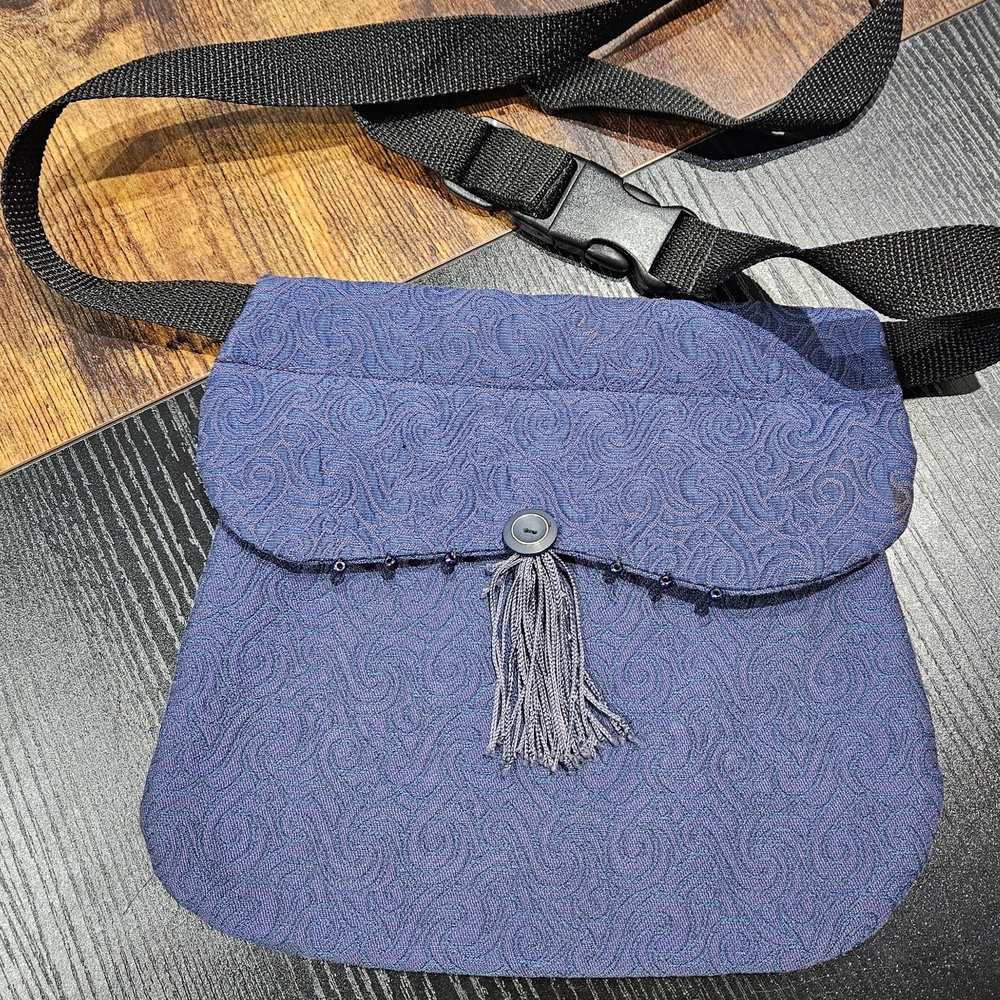 Navy Blue Crossbody Bag with Tassel